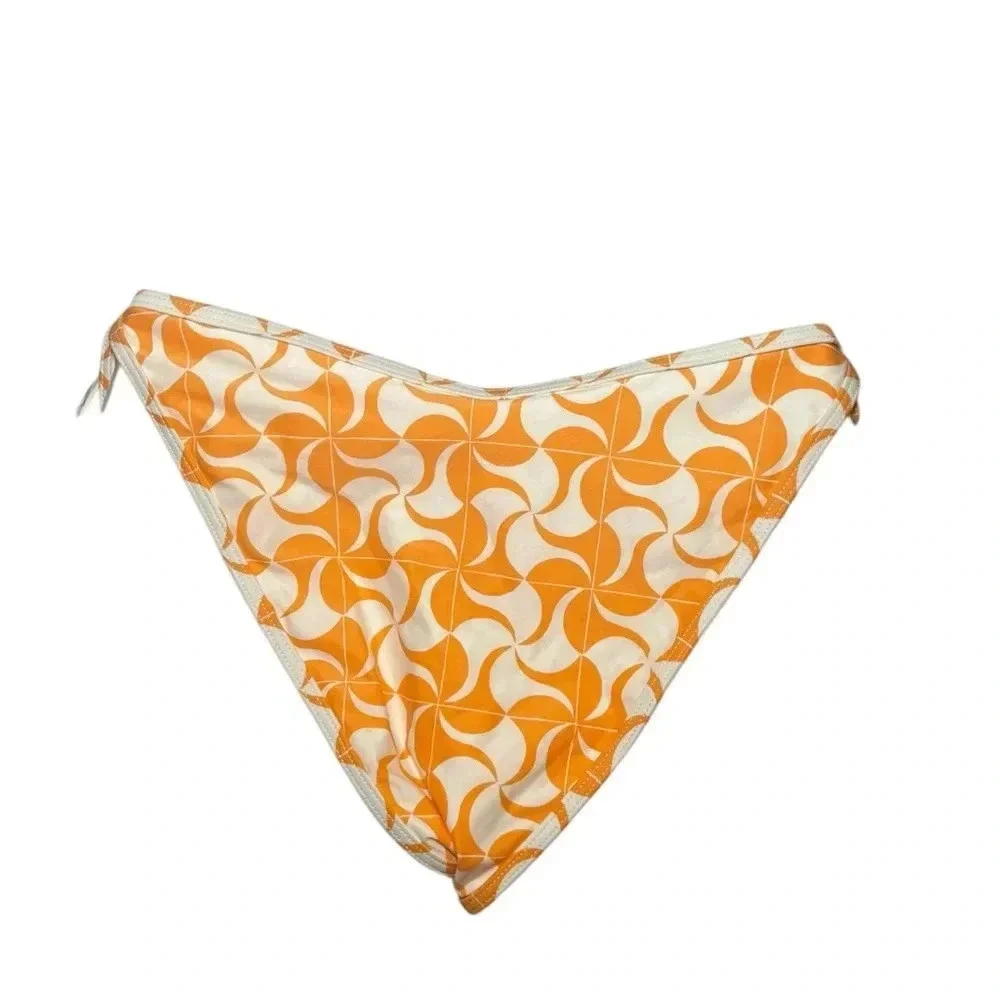 L*Space Levy Classic Bikini Bottom Orange White Print Size L NWT